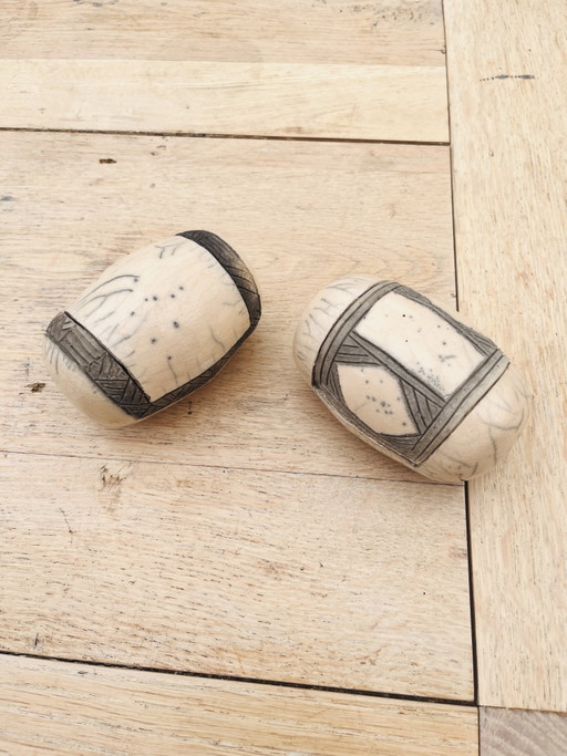 Set di 2 scatole portagioie in ceramica Raku