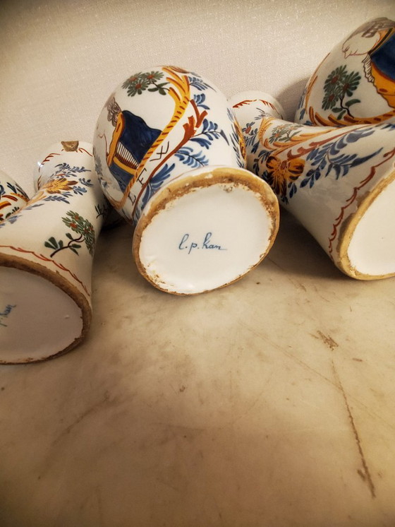 Image 1 of Delftware – Set of 5 signed pieces – 18th century (ref3953)