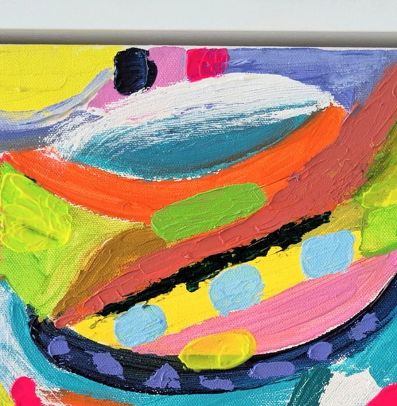 Image 1 of Nigel Waters Abstract Expressionist Painting 40 Acrylic On Canvas Framed 30x30cm