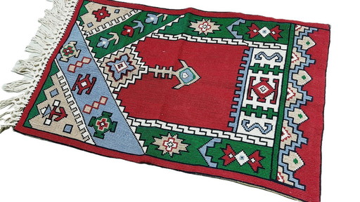 Vintage hand woven wool rug