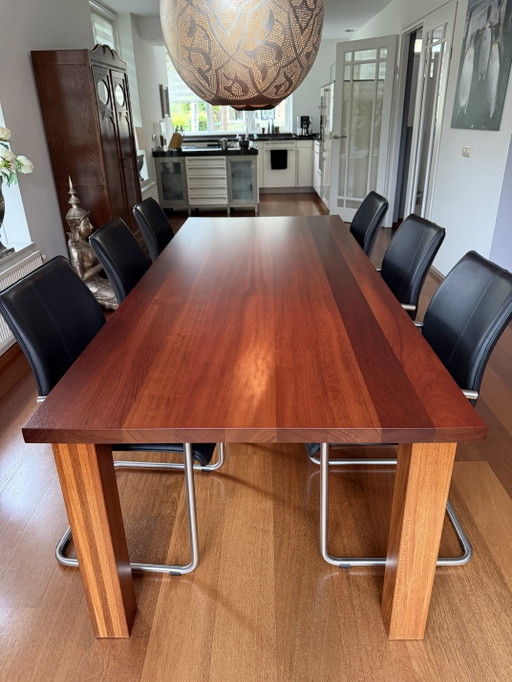 Massief hardhouten bloktafel 240x110 - Poten verplaatsbaar