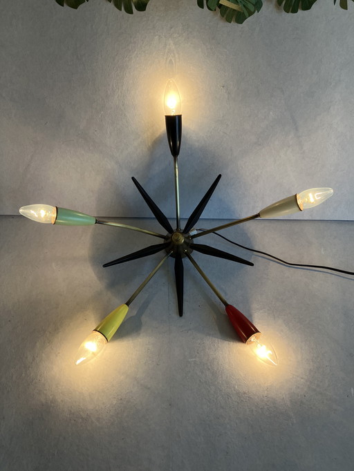 Plafonnier vintage Sputnik Spider avec 5 bras New Wired