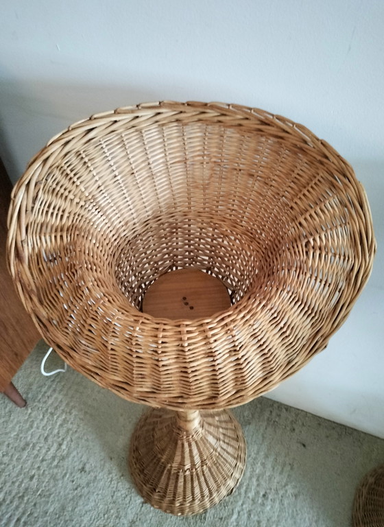 Image 1 of Vintage wicker 1960s plant stand, 103 cm high