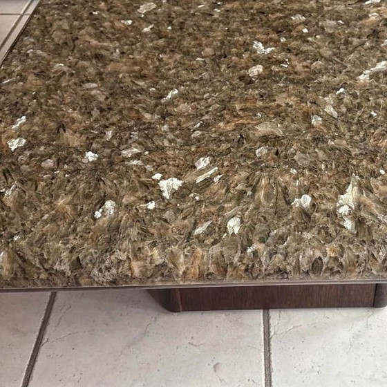 Image 1 of 70's Italian marble coffee table with wooden base