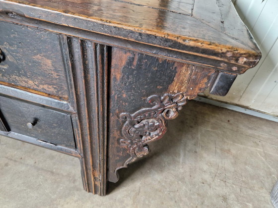 Image 1 of Antique Oriental altar, wall console side table, coffee table with 3 drawers dim. 70x164cm and 70cm high.