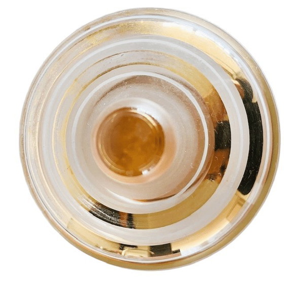 Image 1 of Art Deco bonbonnière pink gold glass jewelry box 1950's