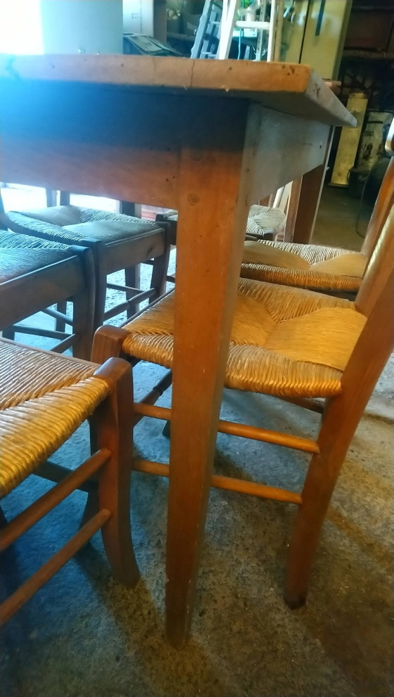 Tavolo con gambe affusolate, abete e faggio – Tavoli da pranzo, Wood, Vintage (photo 11 of 14)