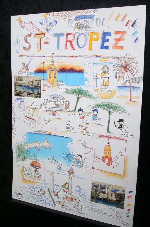 Schlote, Wilhelm - St. Tropez - Original-Entwurfszeichnung - Signiertes Unikat