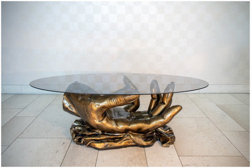 Superb coffee table, Hollywood regency, 1980