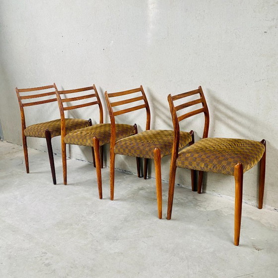 Image 1 of Sedie da pranzo Niels O. Møller Palissander modello 78 di J.L. Møller Möbelfabrik, Danimarca 1962