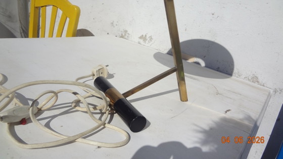 Black and golden metal table lamp, Philips Diplomat, Plastic, Mid Century Modern (photo 4 of 9)