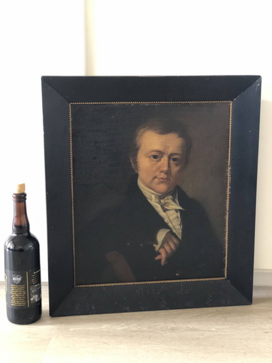 Image 1 of Portrait ancien à l'huile d'un gentilhomme hollandais, XIXe siècle