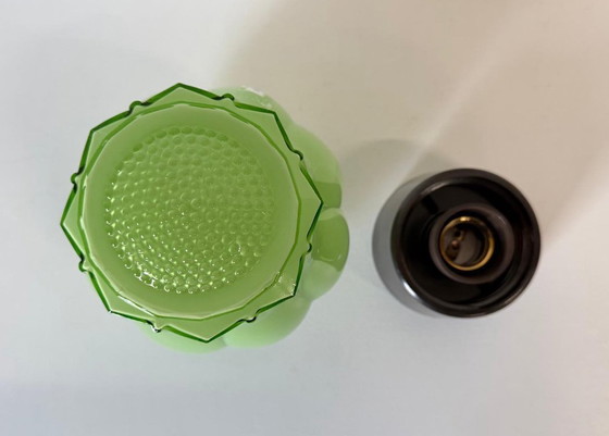 Image 1 of Beautiful Vintage Thabur Lamp 'Tulip in Bloom' Green with Bakelite Fixture