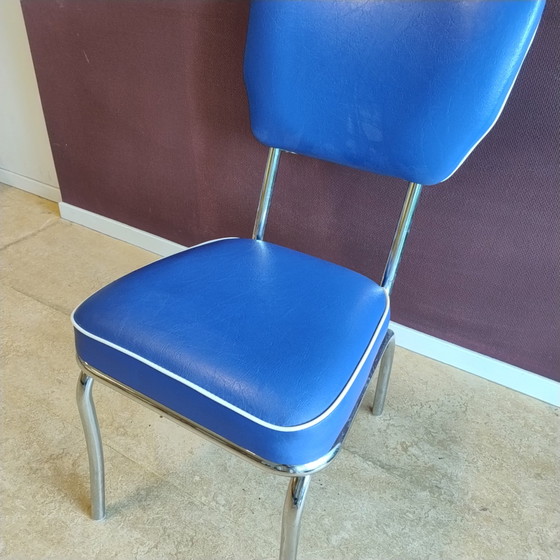 Image 1 of Bel Air Retro Esszimmerstuhl aus den Fünfzigern (4xRubinrot und 4xSchwarz)