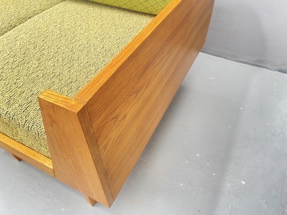 Image 1 of Divano in legno di metà secolo con tavolino laterale – Design modulare, anni '70