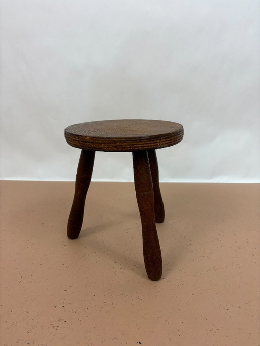 Niederländischer Holzhocker – 1960er Jahre