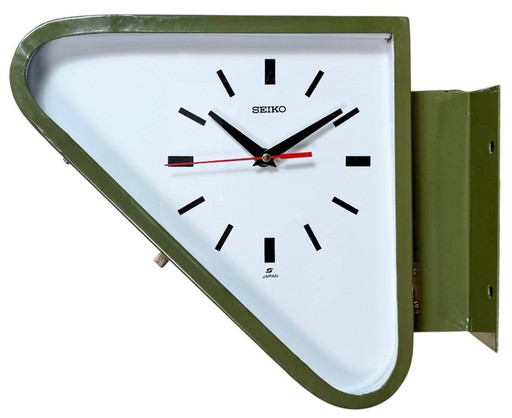 Horloge murale double face Seiko Ships verte vintage, années 1970