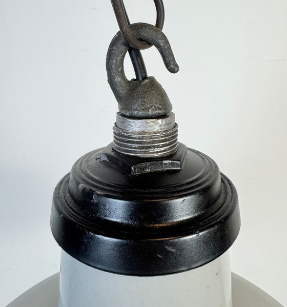 Image 1 of Suspension industrielle en émail gris, années 1960