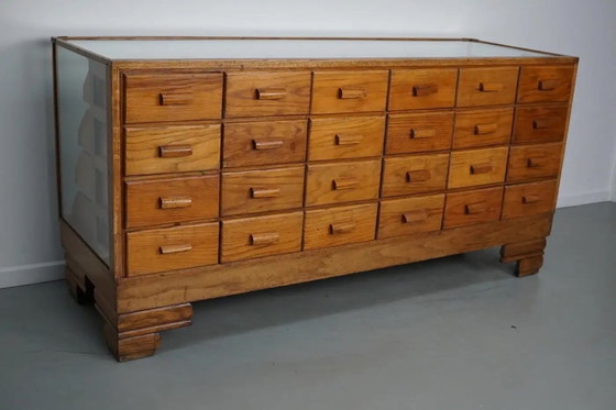 Image 1 of Meuble de mercerie/comptoir de magasin ancien en chêne britannique, années 1920/30