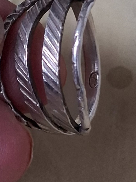 Image 1 of Moderne sterling zilveren ring, maat 64 (verstelbaar)