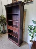Classic teak bookcase, dimensions 108x37cm and 211cm high.