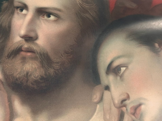 Grande stampa incorniciata dell'Ultima Cena dopo Adolph Schmitz | Cristo e San Giovanni | Arte murale (foto 2 di 15)