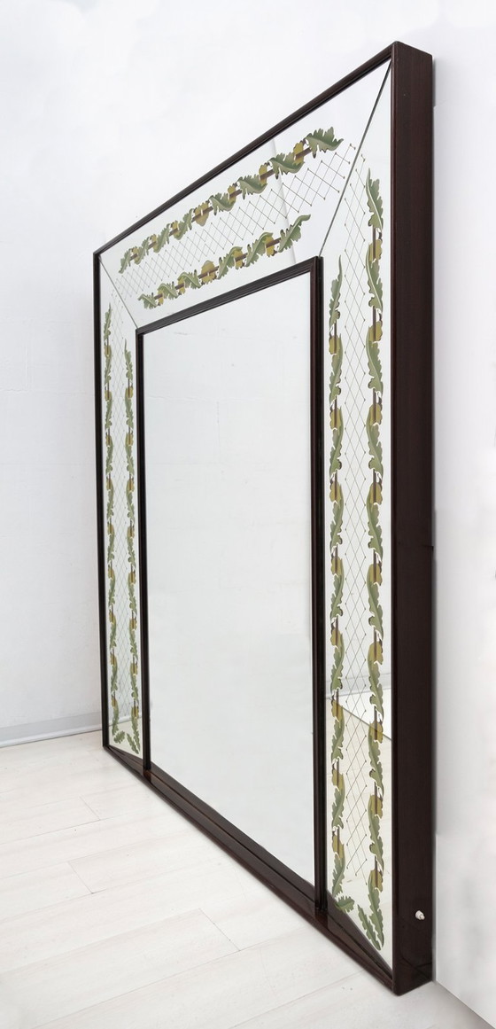 Image 1 of Luigi Brusotti Mid-Century Modern Italian Decorated Mirror, 1940s