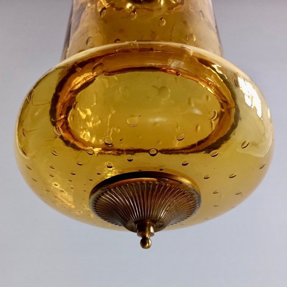 Image 1 of Gran farol "Bulicante" de cristal de Murano soplado de finales de los años 50 con marco de latón.