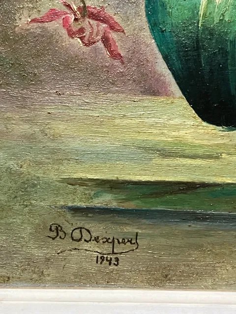B. Dexpers. Still life with flowers. oil on panel. – Paintings & Drawings, Wood (photo 5 of 6)