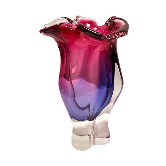 Image 1 of Josef Hospodka Chribska Vintage Vase Czechoslovakia 1960s Art Glass Sommerso