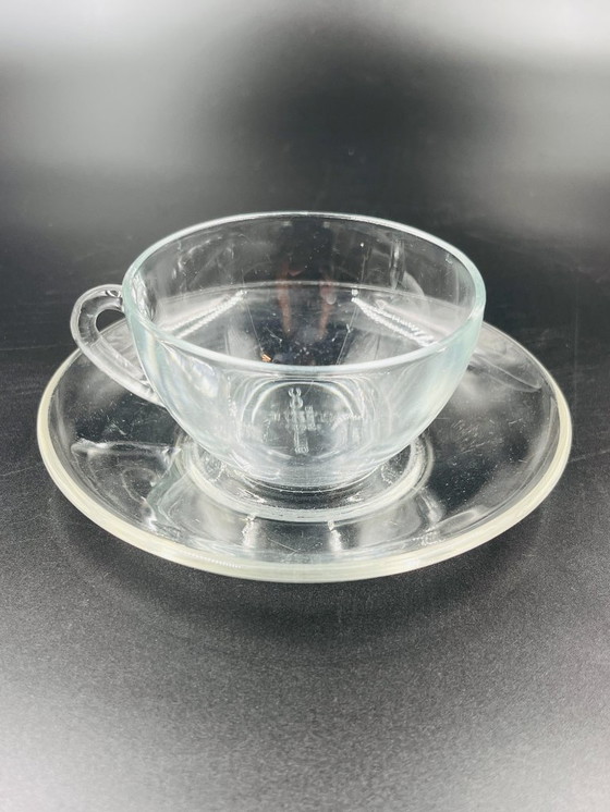 Image 1 of Set van 4 Arcopal glazen kop en schotels