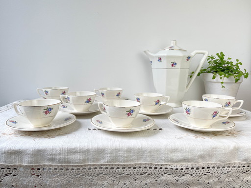 Digoin Sarreguemines Vintage Flowered Porcelain Tea Service