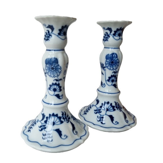 Image 1 of Vintage Danube porcelain candlesticks