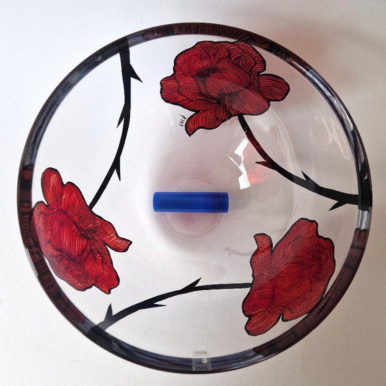 Image 1 of Kosta Boda - Grande ciotola con rose "Tattoo" di Ludvig Löfgren - Firmata