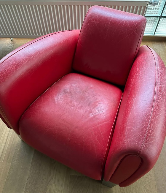 DeSede DS57 Design Franz Romero - rosso - base a slitta in alluminio lucidato – de Sede, Poltrone, Leather (photo 4 of 5)