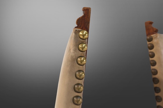 Image 1 of Art-Deco-Esszimmerstühle aus Eiche und Leder, 1940er Jahre, 8er-Set