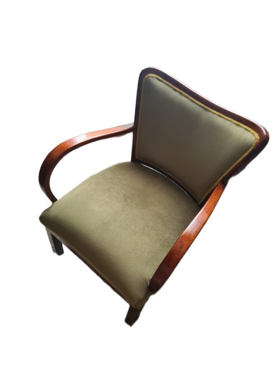 Poltrona Art Déco polacca in faggio, anni '30 – Poltrone, Velvet, Wood (photo 4 of 10)