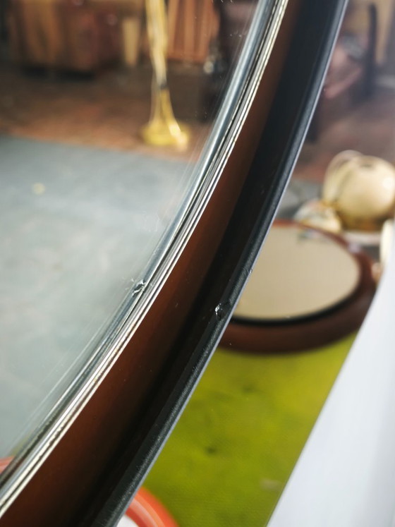 1970s Italian Space Age Smoked Glass and Circular Wall Mirror (photo 10 of 11)