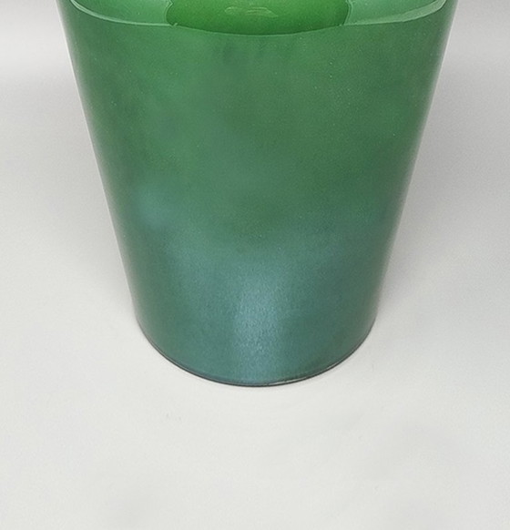 Image 1 of 1970s Luxury handcrafted Green Vase in Murano glass by Maestro del Vetro. Made in Italy.
