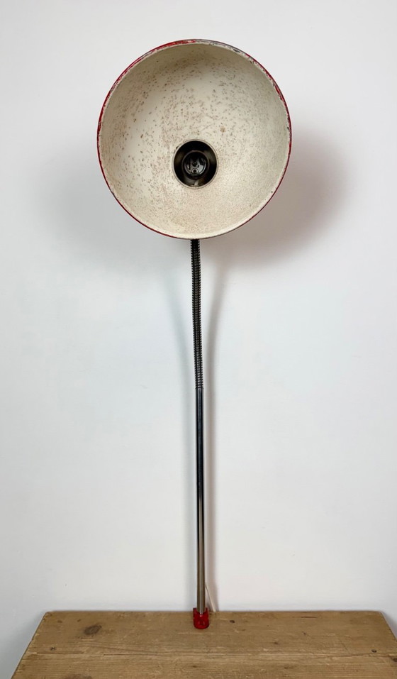 Large Red Industrial German Workshop Table Lamp From Helo Leuchten, 1950s – Chrome, Iron (photo 20 of 25)