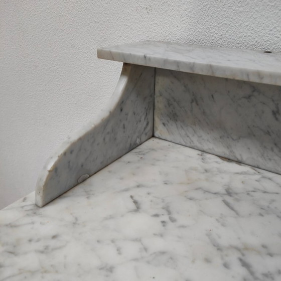 Image 1 of Vintage Antiek dressoir commode ladekast badkamermeubel met marmer blad