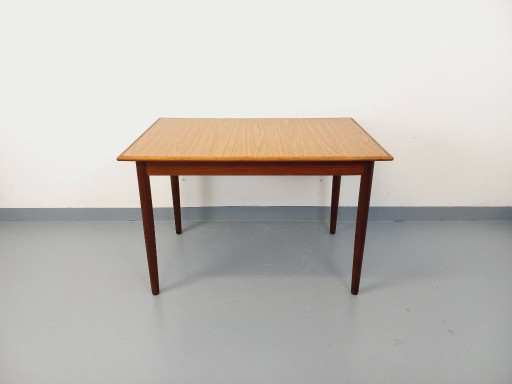 Rectangular dining table in vintage Scandinavian style, made of teak and melamine, from the 1950s and 60s.