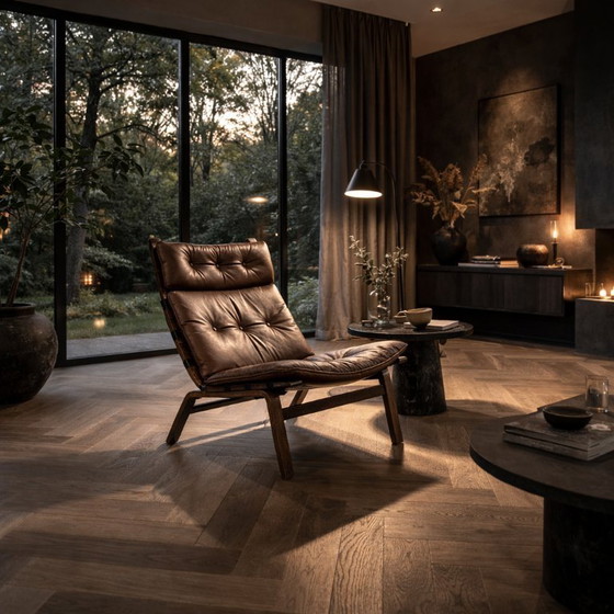 Image 1 of Brauner Ledersessel Danish Design Farstrup