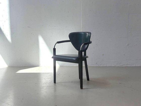 Italian vintage stiletto armchairs in leather, 1980s – Side chairs (photo 8 of 13)