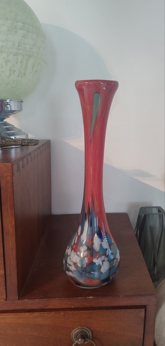 Image 1 of Blown glass soliflore vase ("Spatter Glass") from the 1960s-70s