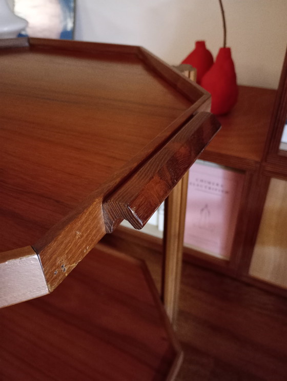 Image 1 of Achteckiger mid century Servierwagen aus Teakholz, Italië 60er