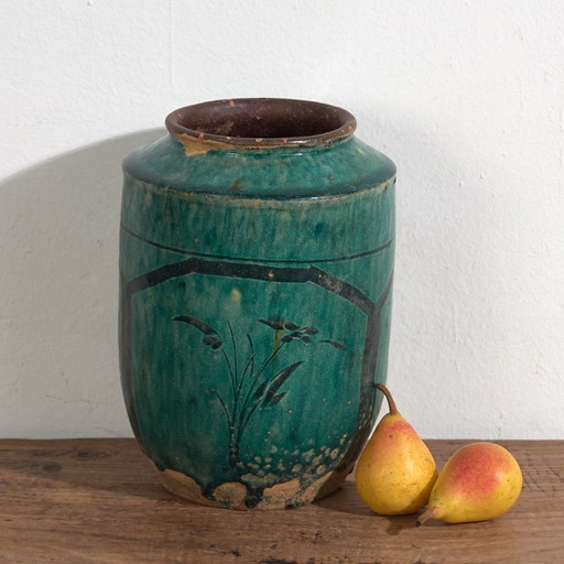 Antieke geëmailleerde vaas met plantaardige motieven (ca. 1820) #15
