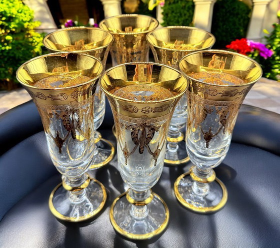 Image 1 of SC Line Art Glassware – Set of 6 crystal glasses decorated in 24k gold 