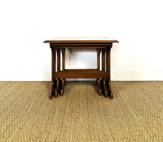 Image 1 of Set van 3 Scandinavische in elkaar passende salontafels van teakhout, 1960