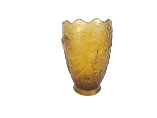 Josef Inwald - Barolac - "Koi carp" - pressed glass vase - satin glass - model "Poison" - 1930's